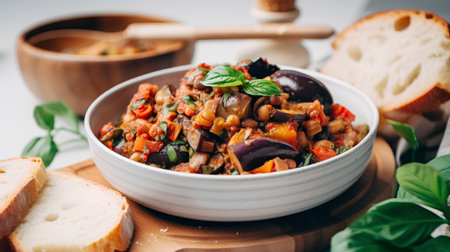 Vegetable stew with eggplant, zucchini, tomatoes and aubergineの素材