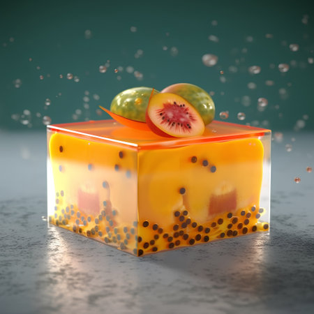 Fruit jelly with passion fruit, 3d render of a fruit jellyの素材
