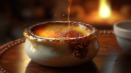 Creme brulee, a traditional French burnt burnt custard cream dessertの素材