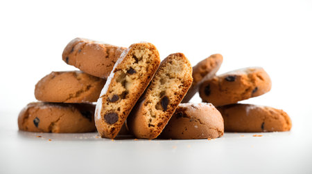 Chocolate chip cookies isolated on white background with copy space for your text.の素材