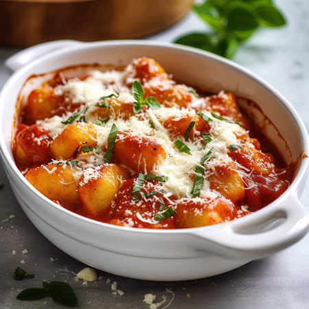 Potato gnocchi with tomato sauce and parmesan cheeseの素材