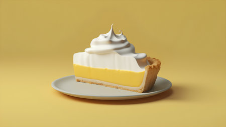 3d rendering of a piece of cake with cream on a plateの素材