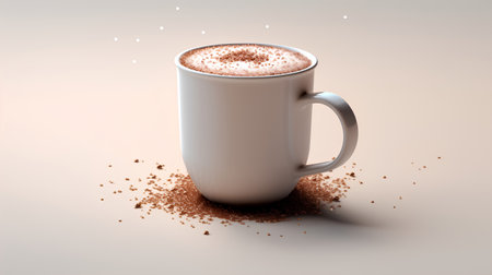 Cup of cappuccino with cocoa powder, 3d illustrationの素材