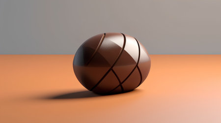 Chocolate easter egg 3d render on orange and grey backgroundの素材