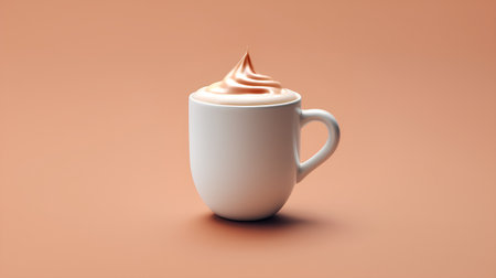 Cup of coffee with whipped cream. 3D render illustration.の素材