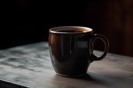 Coffee cup on a wooden table, shallow depth of fieldの素材
