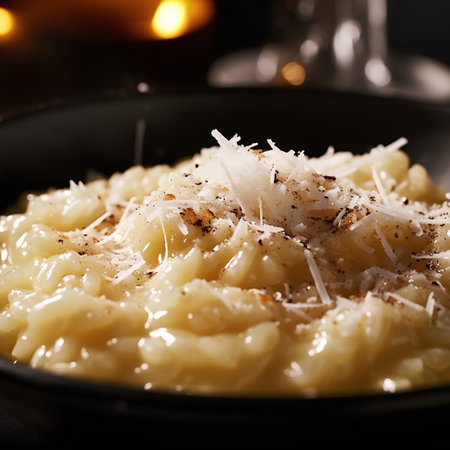Risotto with Parmesan Cheese, selective focus, square imageの素材