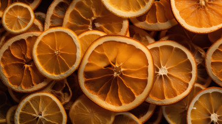 Slices of orange and lemon as background. Toned.の素材