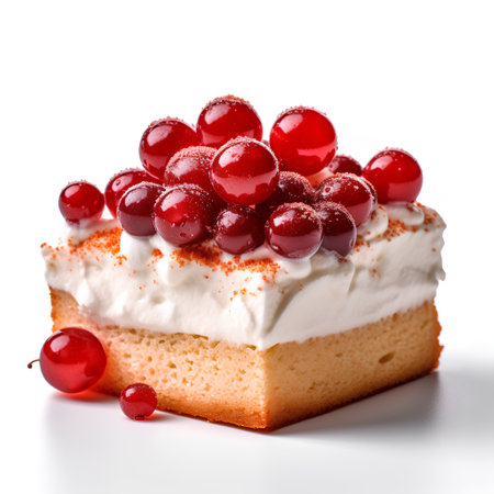Cake with cherry isolated on white background. Clipping path included.の素材