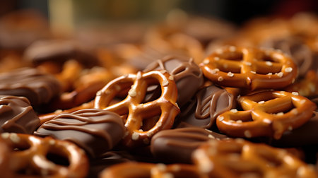 Close-up of salted pretzels, shallow depth of fieldの素材