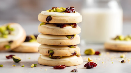 cookies with pistachios and raisins, selective focusの素材