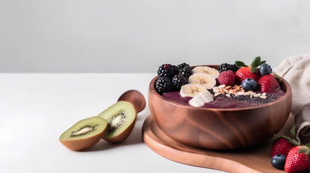 Healthy breakfast bowl with oatmeal, berries, nuts and fruitsの素材