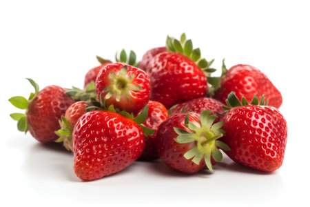 Strawberries isolated on white background close up. Fresh fruit.の素材