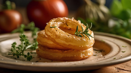 baked puff pastry with herbs on a wooden background. tinting. selective focusの素材