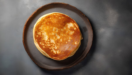 Homemade thin pancakes on a dark background, top view, copy spaceの素材