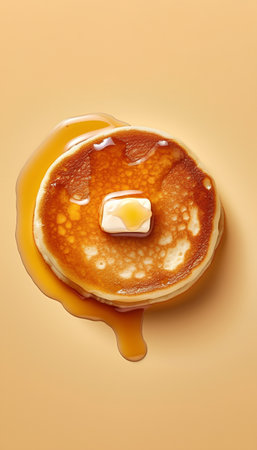 Pancakes with honey on a yellow background. 3d renderingの素材