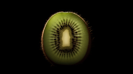 kiwi fruit isolated on black background. 3d illustration. macroの素材