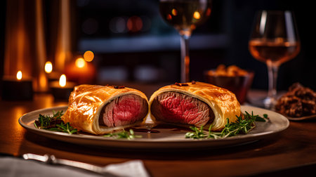 Puff pastry stuffed with beef and cheese served with rosemary.の素材