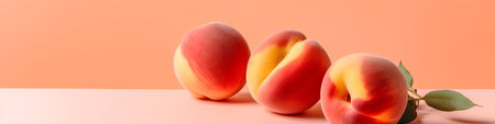Three apricots on a pink and orange background. Minimal concept.の素材