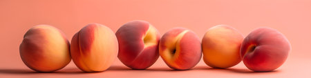 Peach fruit on a pink background. 3d render. Close-up.の素材