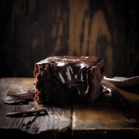 Chocolate cake on a wooden background. Selective focus. Toned.の素材