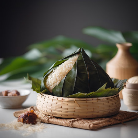 Zongzi or rice dumpling, traditional asian foodの素材