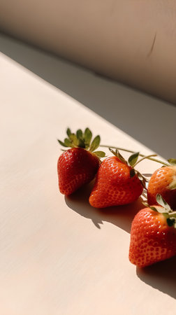 Strawberries on a light background. The concept of healthy eating.の素材