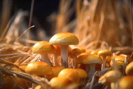 mushrooms in the autumn forest, macro photo, shallow DOFの素材