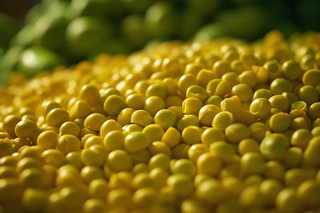 Close-up of a pile of yellow lentils. Selective focus.の素材