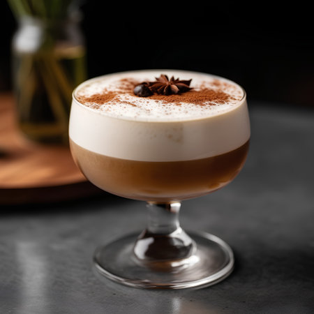 tiramisu in a glass on a dark background, selective focusの素材