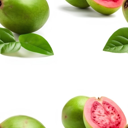 Fresh guava fruit isolated on white background with copy space for your text.の素材