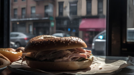 Sandwich with ham, cheese, lettuce, tomato and mayonnaiseの素材
