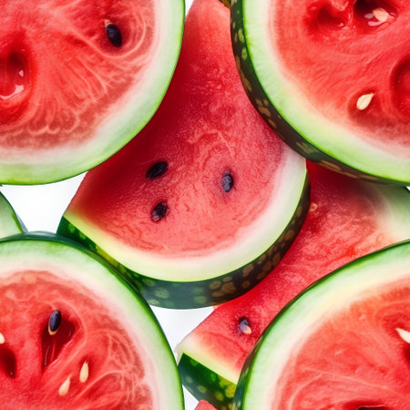 slices of watermelon on a white background, close-upの素材