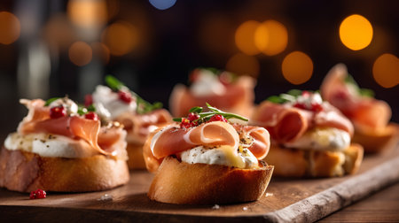 Bruschetta with prosciutto and mozzarellaの素材