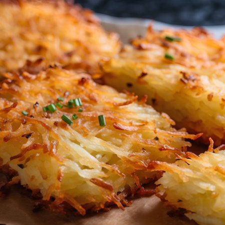 Potato gratin with cheese and herbs close-up. horizontalの素材