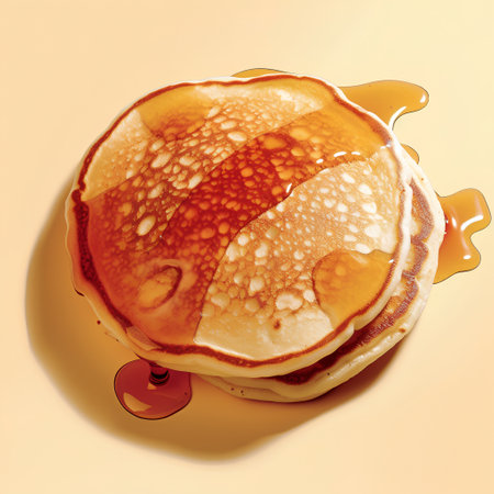 Pancakes with honey on a yellow background. 3d renderingの素材