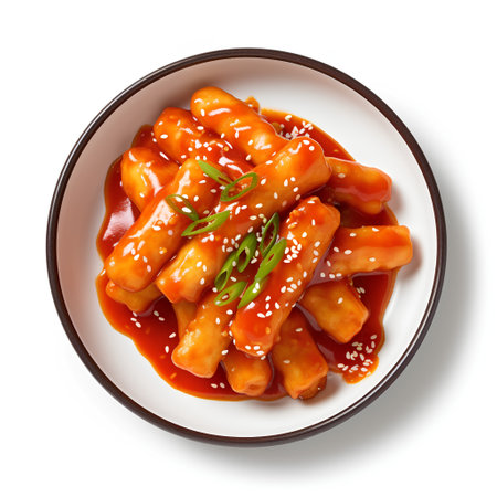 Bowl of Japanese traditional food (kimchi) isolated on white background, top viewの素材