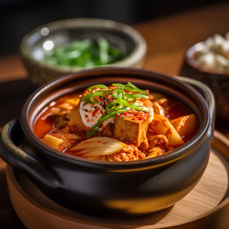 Korean food Kimchi, Kimchi soup in a clay potの素材