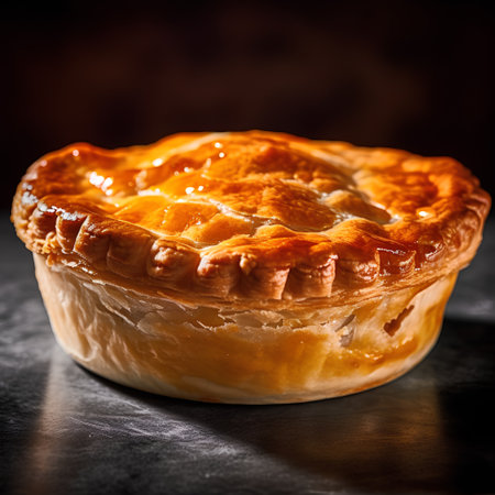 Fresh homemade pie on black background. Selective focus. Toned.の素材