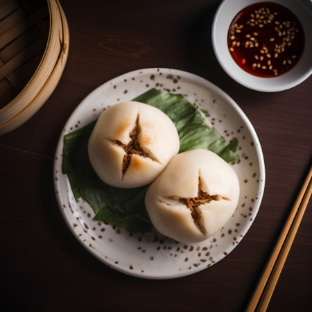 Steamed dumpling - chinese bun stuffed with minced porkの素材