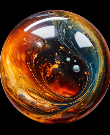 Colorful soap bubble isolated on black background. 3d illustration.の素材