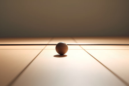 Wooden egg on the floor. 3D illustration. Selective focus.の素材