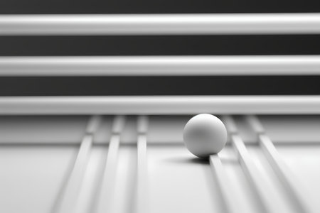 3d rendering of a white sphere on a white background with stripesの素材