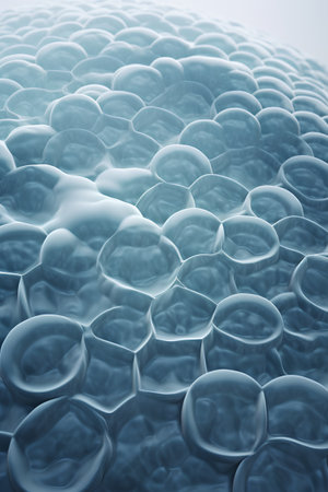 3d rendering of abstract background with embossed spheres in blueの素材