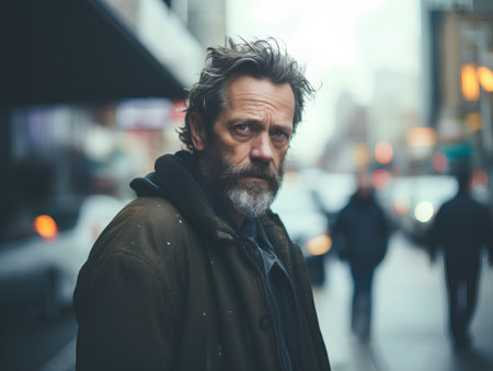 Portrait of a senior man on the street in New York Cityの素材