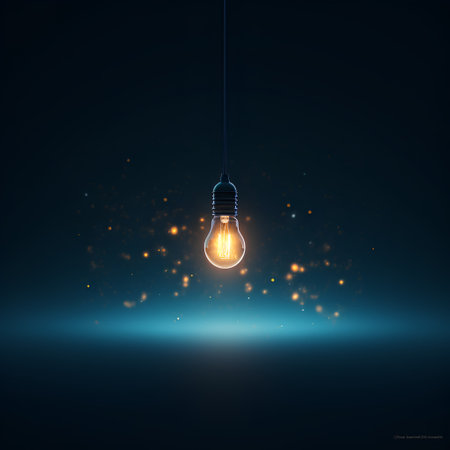 Glowing light bulb on dark background. Idea concept. Vector illustrationの素材