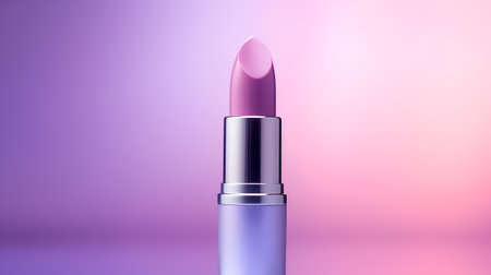 Lipstick on purple background. Realistic vector illustration of lipstick.の素材