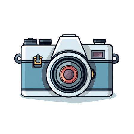Retro camera icon. Flat illustration of retro camera vector icon for web designの素材
