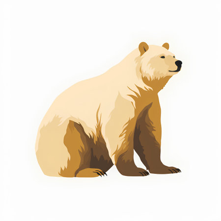 Polar bear sitting on the ground. Vector illustration isolated on white background.の素材