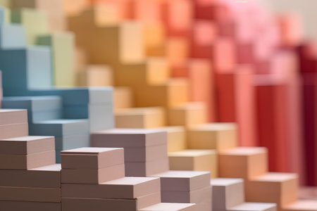 abstract background made of wooden blocks, shallow depth of field.の素材